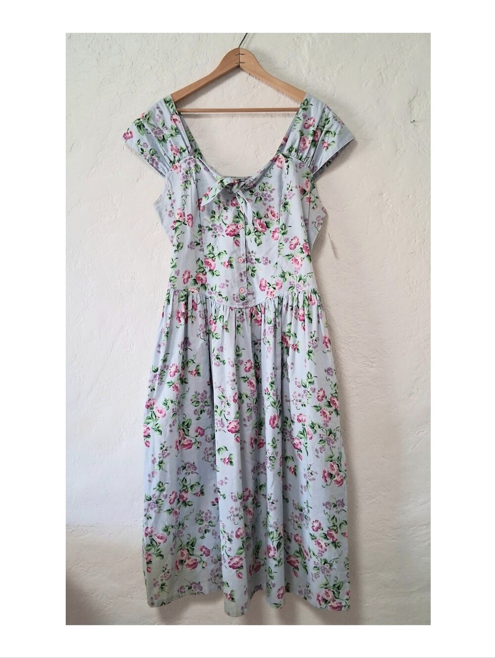 VINTAGE 90s Floral Basque Waist Dress Garden Party  COTTAGECORE COQUETTE